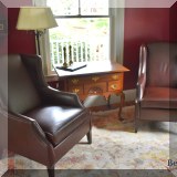 F12. Pair of Ethan Allen leather wingback chairs. 39”h x 32” w x 30”d 